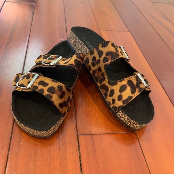 Leopard double strap footbed cork sandals - Picture 5 of 6